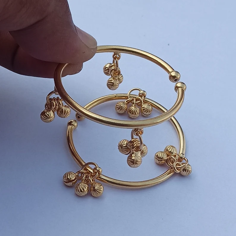 Baby Silver bell Anklet Sterling Silver Gold Bell Payal with Amazing Noisy Jingle Bells Belly Genuine Payal sterling silver gold bell ankles 