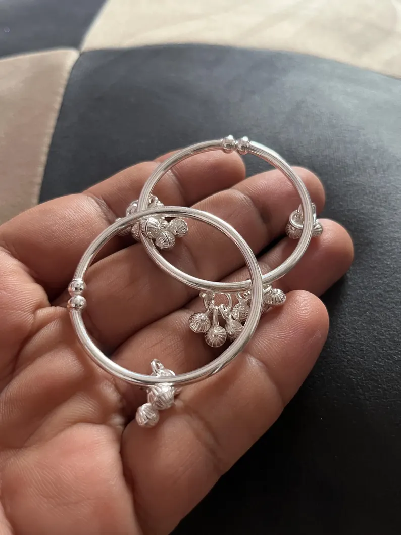 925 Baby Sterling Silver bell Anklet,Payal with Amazing Noisy Jingle Bells Belly anklets for new born baby,sterling silver bell anklet