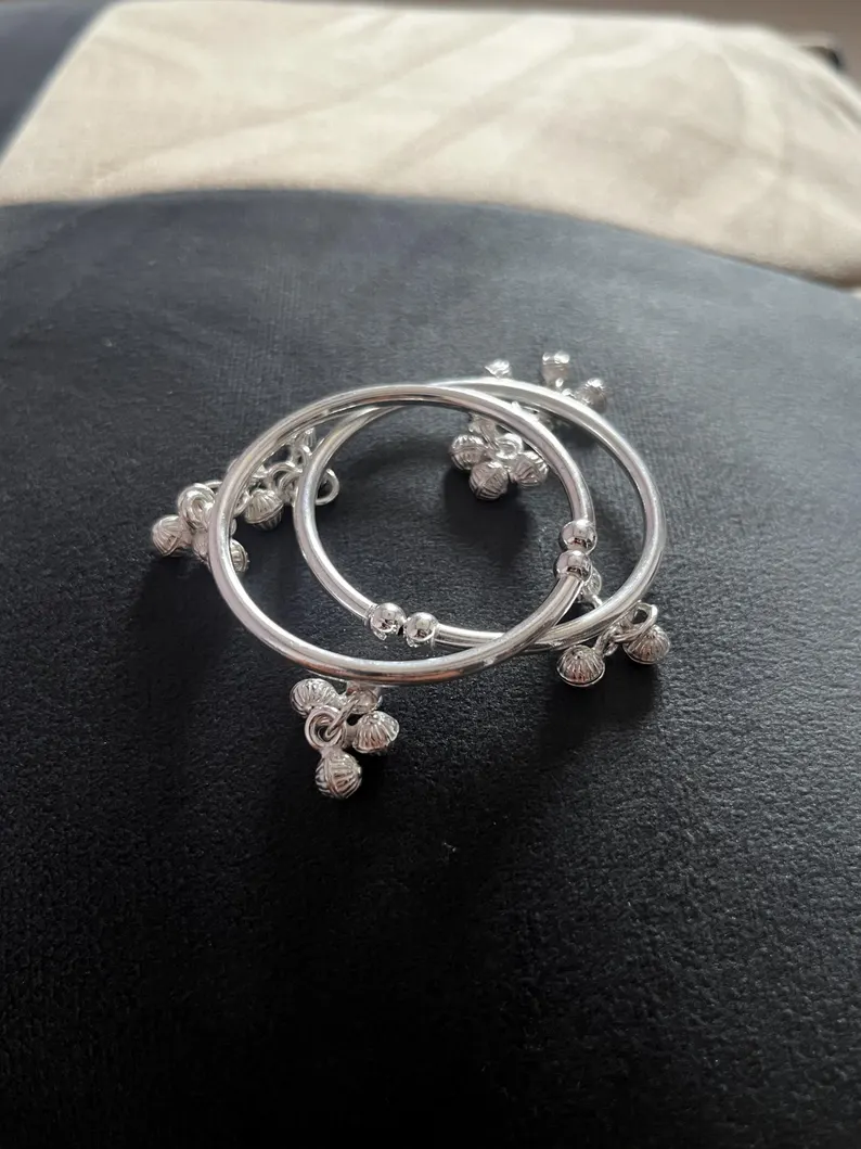 925 Baby Sterling Silver bell Anklet,Payal with Amazing Noisy Jingle Bells Belly anklets for new born baby,sterling silver bell anklet